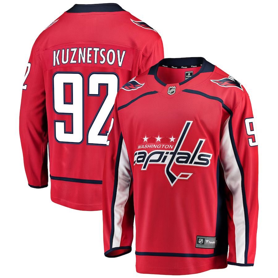 Men Washington Capitals #92 Evgeny Kuznetsov Fanatics Branded Red Home Breakaway Player NHL Jersey->washington capitals->NHL Jersey